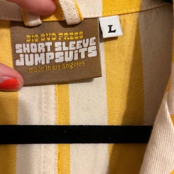 Big Bud Press Yellow Stripe Jumpsuit - Large NWOT - Picture 3 of 5